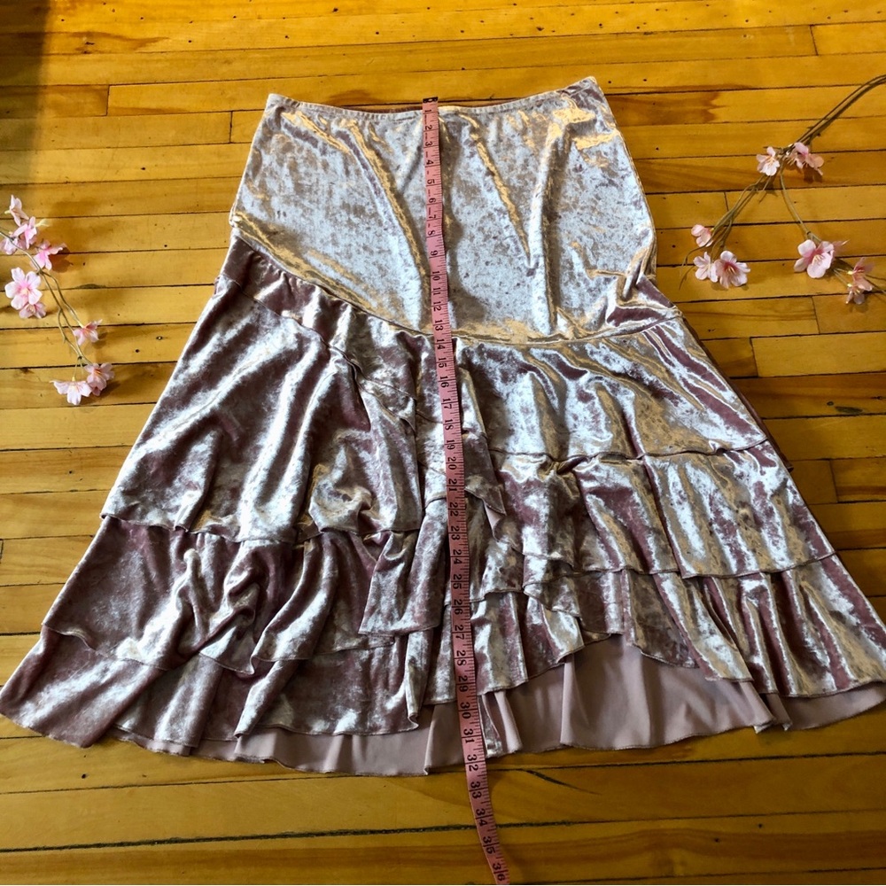 XL Y2K Fairycore Pink Velvet Pixie Skirt Whimsigoth Bohemian Joseph Ribkoff 16 - Picture 9 of 11